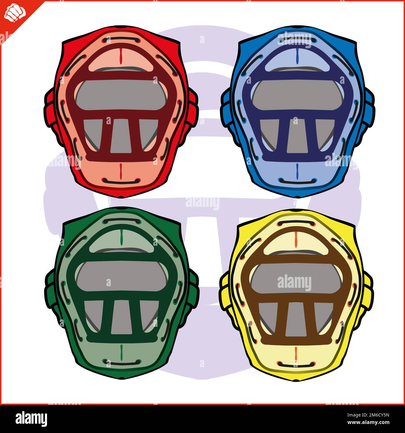 Définir l'art martiaux casque couleur design simbol. Vector, EPS. Banque D'Images