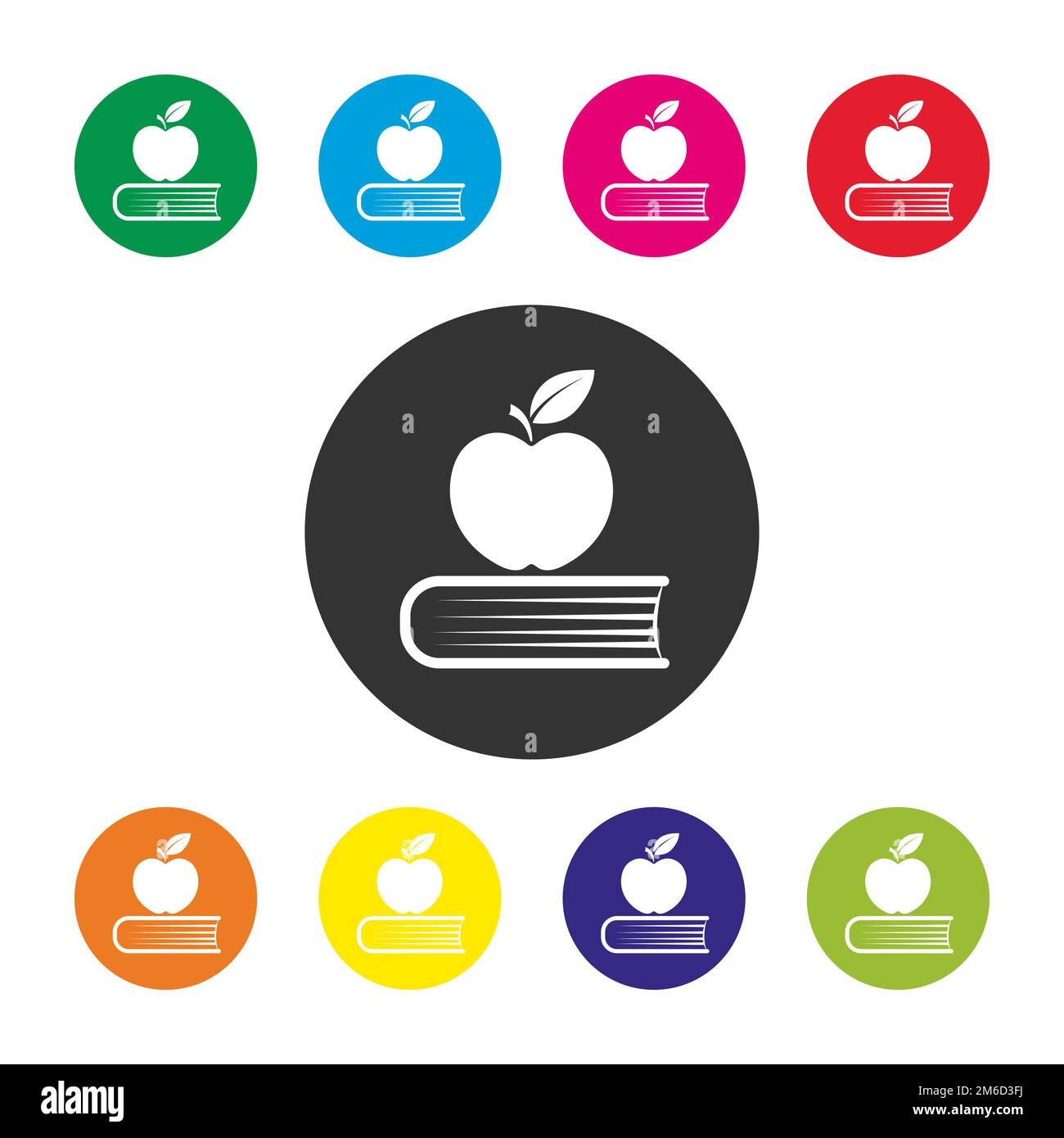 Jeu d'icônes d'éducation rondes colorées, conception simple Banque D'Images