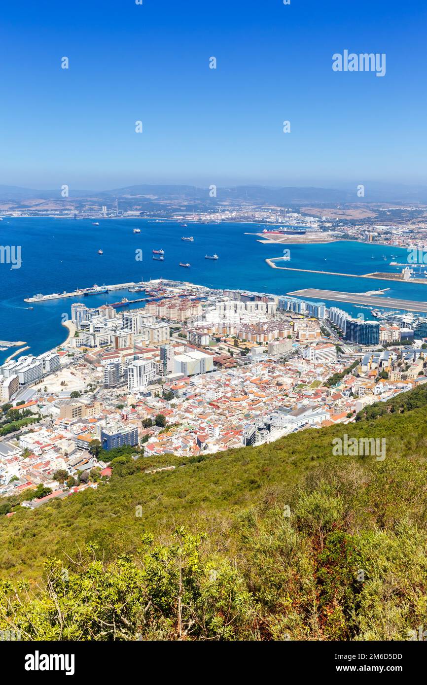 Gibraltar paysage port Méditerranée voyage voyage voyage portrait format ville vue d'ensemble Banque D'Images