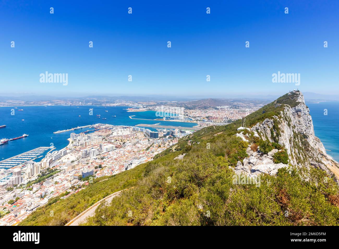 Gibraltar le Rock copyspace copier espace paysage Méditerranée mer voyage ville vue d'ensemble Banque D'Images