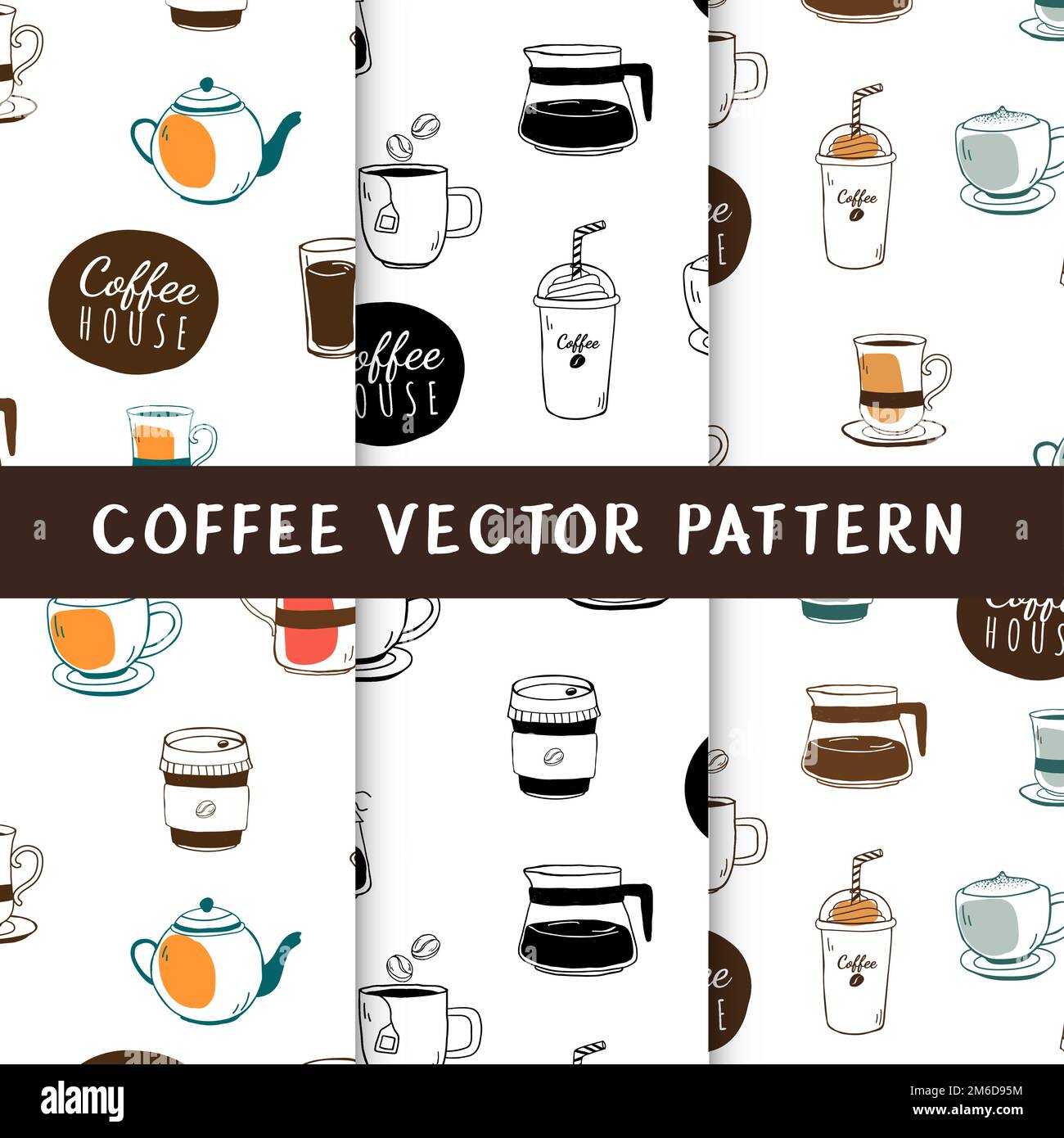 Café et café fond vectoriel sans couture Illustration de Vecteur
