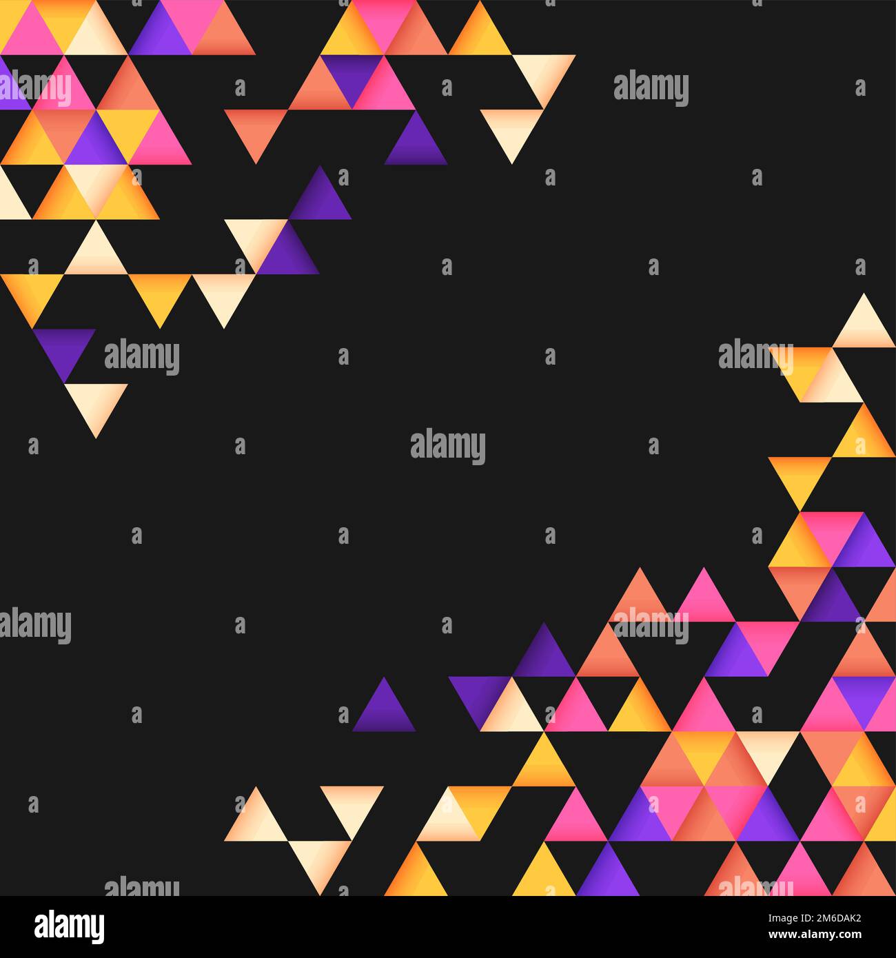 Triangle coloré à motifs sur fond noir Illustration de Vecteur