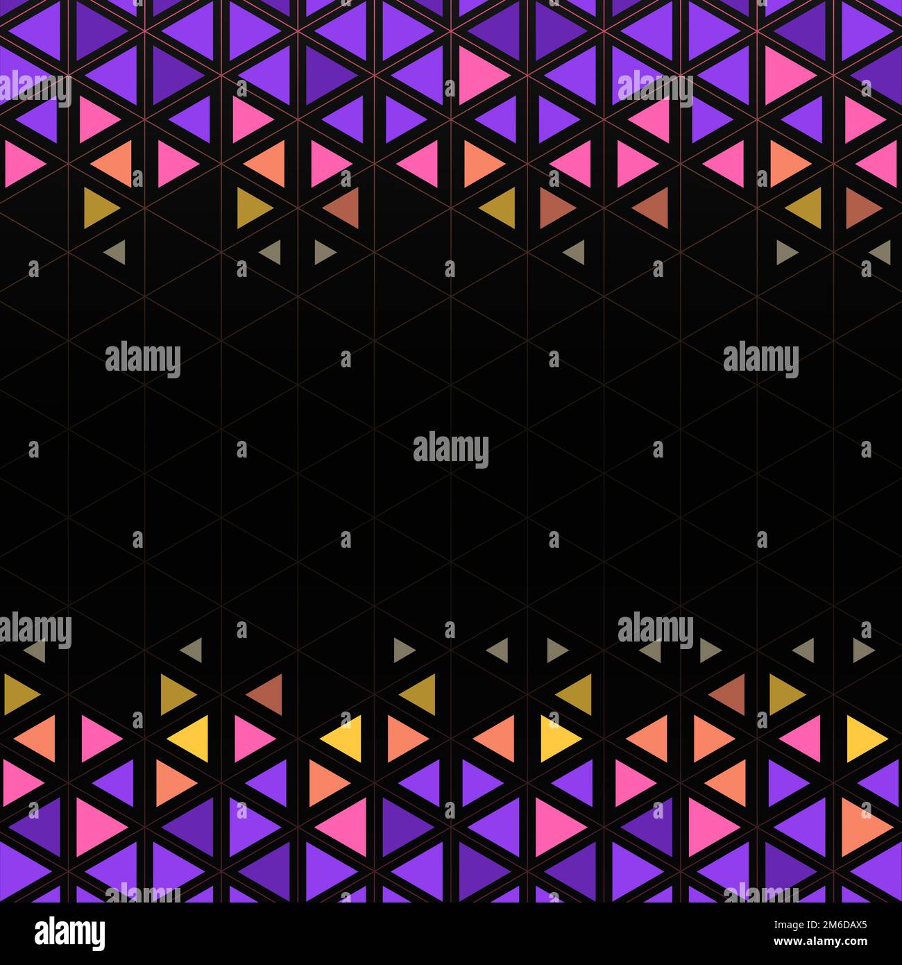 Triangle coloré à motifs sur fond noir Illustration de Vecteur