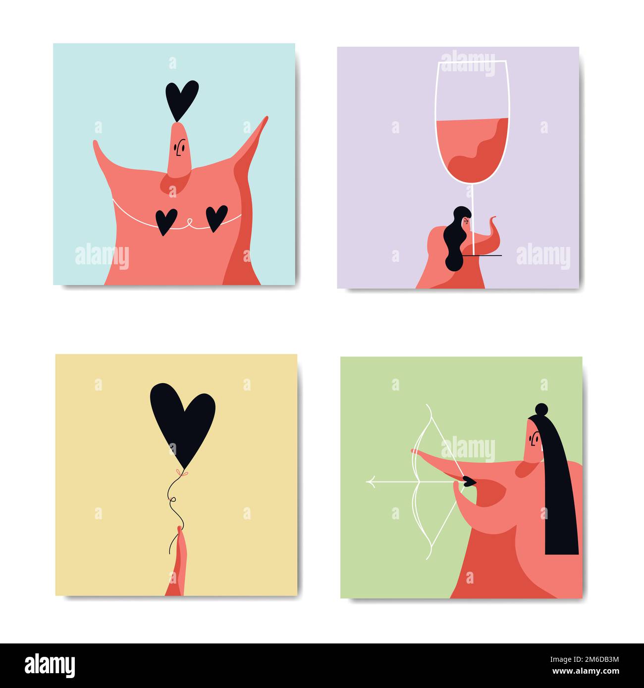 Caractères pour le vecteur de la Saint-Valentin Illustration de Vecteur