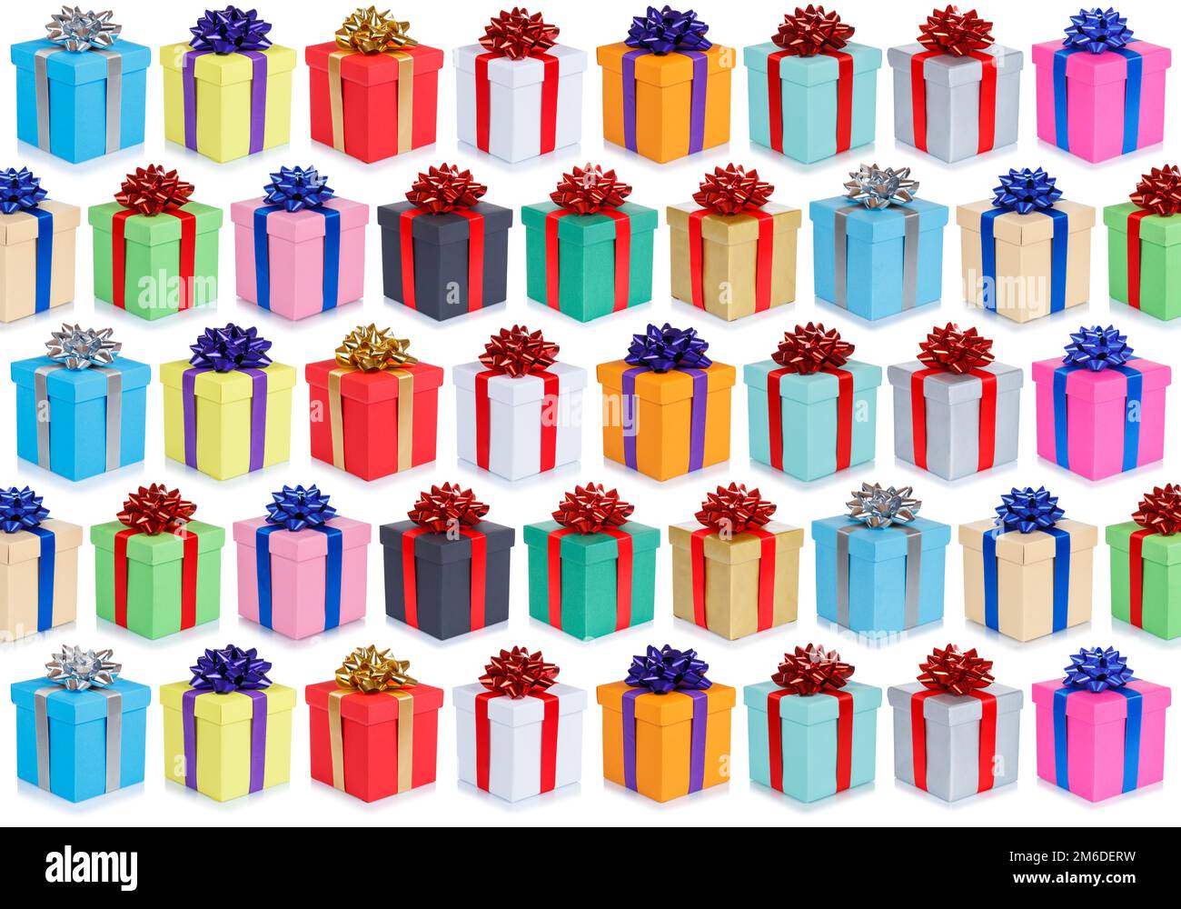 Anniversaire cadeaux noël cadeaux fond d'écran collection ensemble isolé Banque D'Images