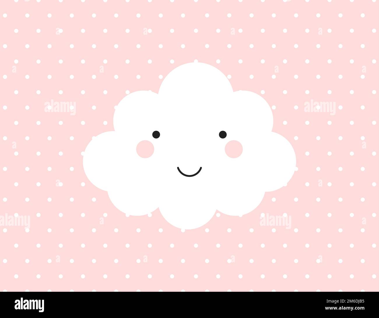 Sourire nuagé sur fond rose pointillé. Élément de décoration. Élément de conception du logo vectoriel abstrait. Joli motif. Fond d'écran Banque D'Images