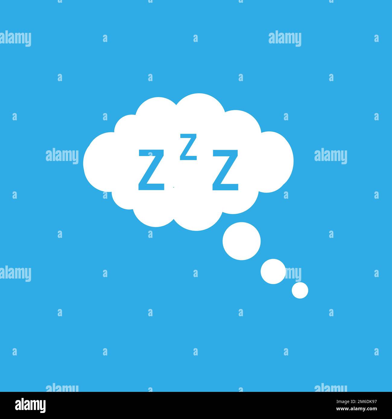 Nuage avec zzz et bulles sur fond bleu. Illustration du mode veille. Design de bande dessinée ou de phrase. Banque D'Images