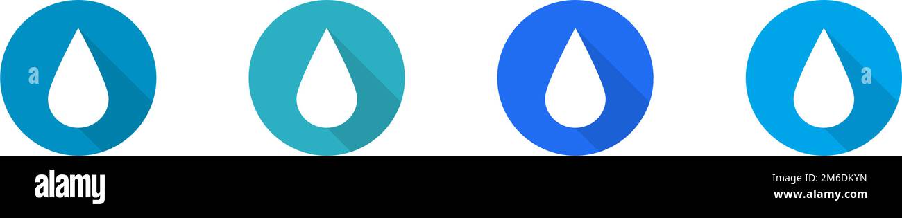 Icône de goutte d'eau définie avec ombre. Vecteur modifiable. Illustration de Vecteur