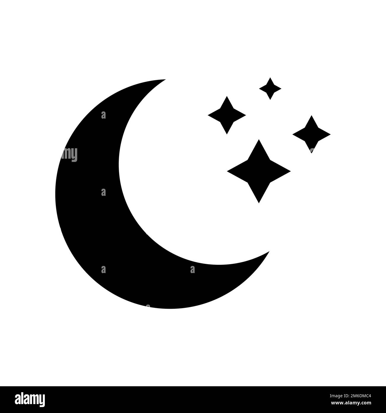 Icône vectorielle de lune sans arrière-plan. Signe noir de lune. Icône noire. Nuit. Conception plate. SPE 10. Banque D'Images