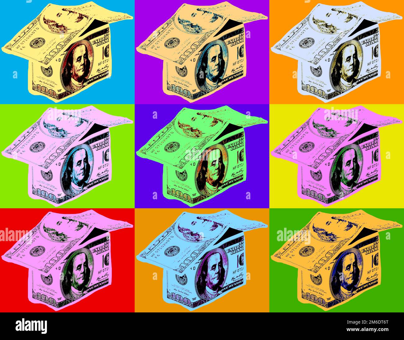 Affiche avec dollars maison dans le style pop art Banque D'Images