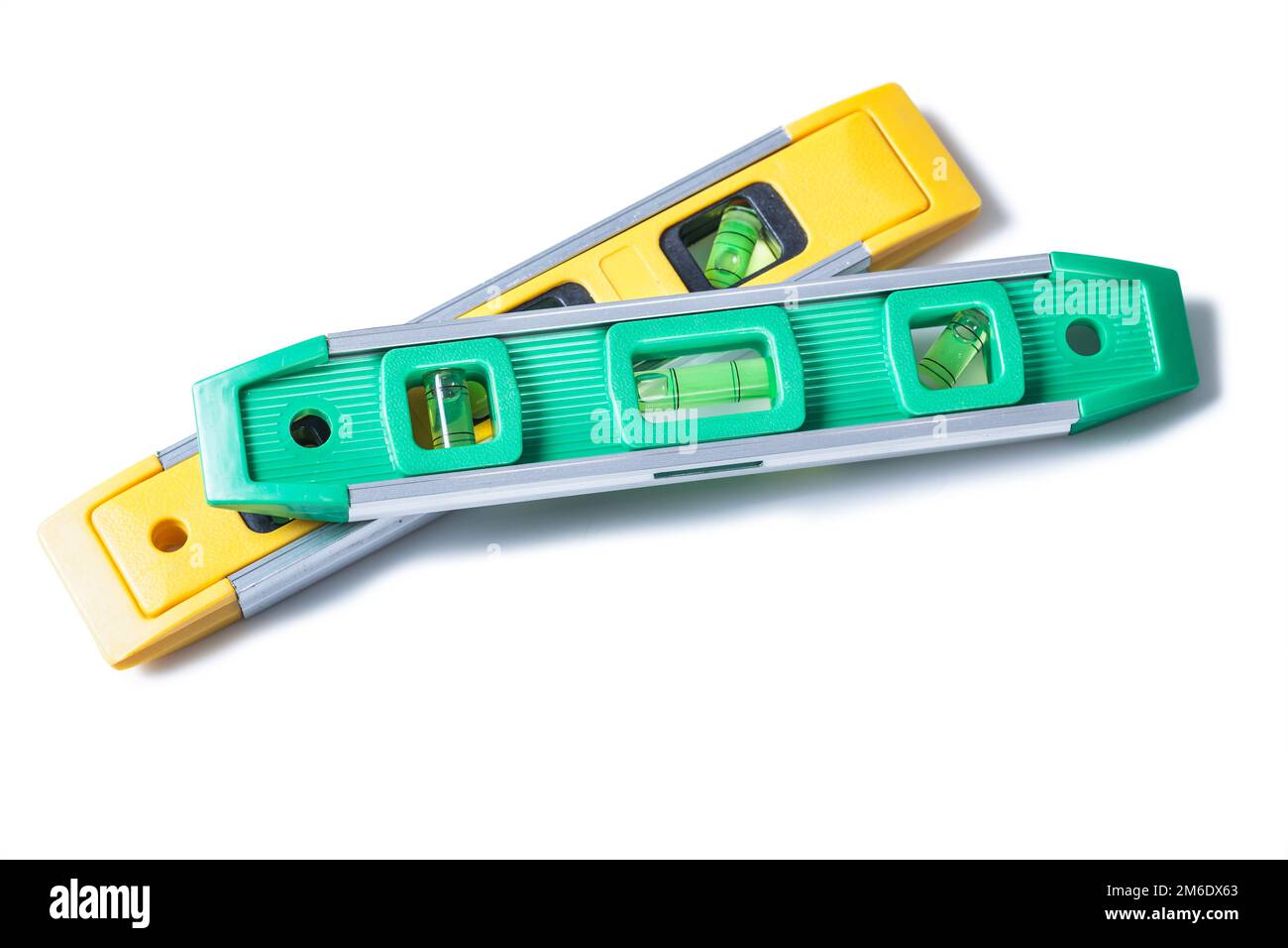 niveau de construction vert et jaune Banque D'Images