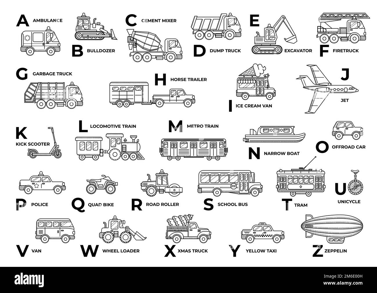 Transport de voiture ABC noir et blanc Illustration de Vecteur