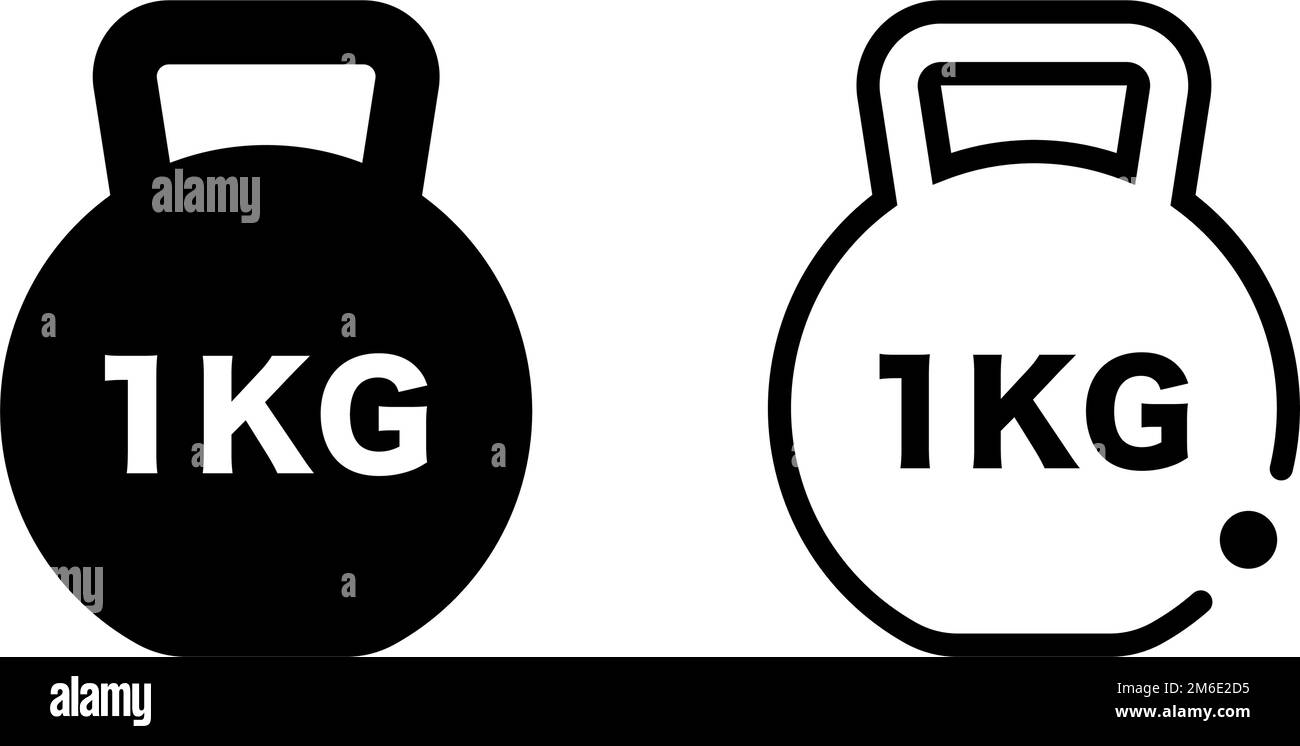 1kg ensemble d'icônes de poids. Ensemble d'icônes de silhouette de kettlebell. Kilogramme. Vecteur modifiable. Illustration de Vecteur