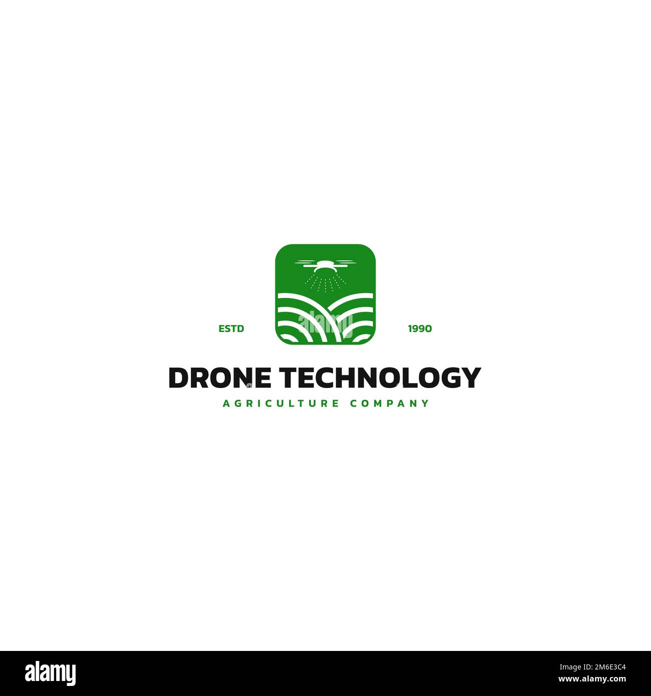 Logo de drone pour l'agriculture. Avenir de l'agriculture et concept d'agriculture. Irrigation par hélicoptère. Technologie agricole de drone. Illustration de Vecteur