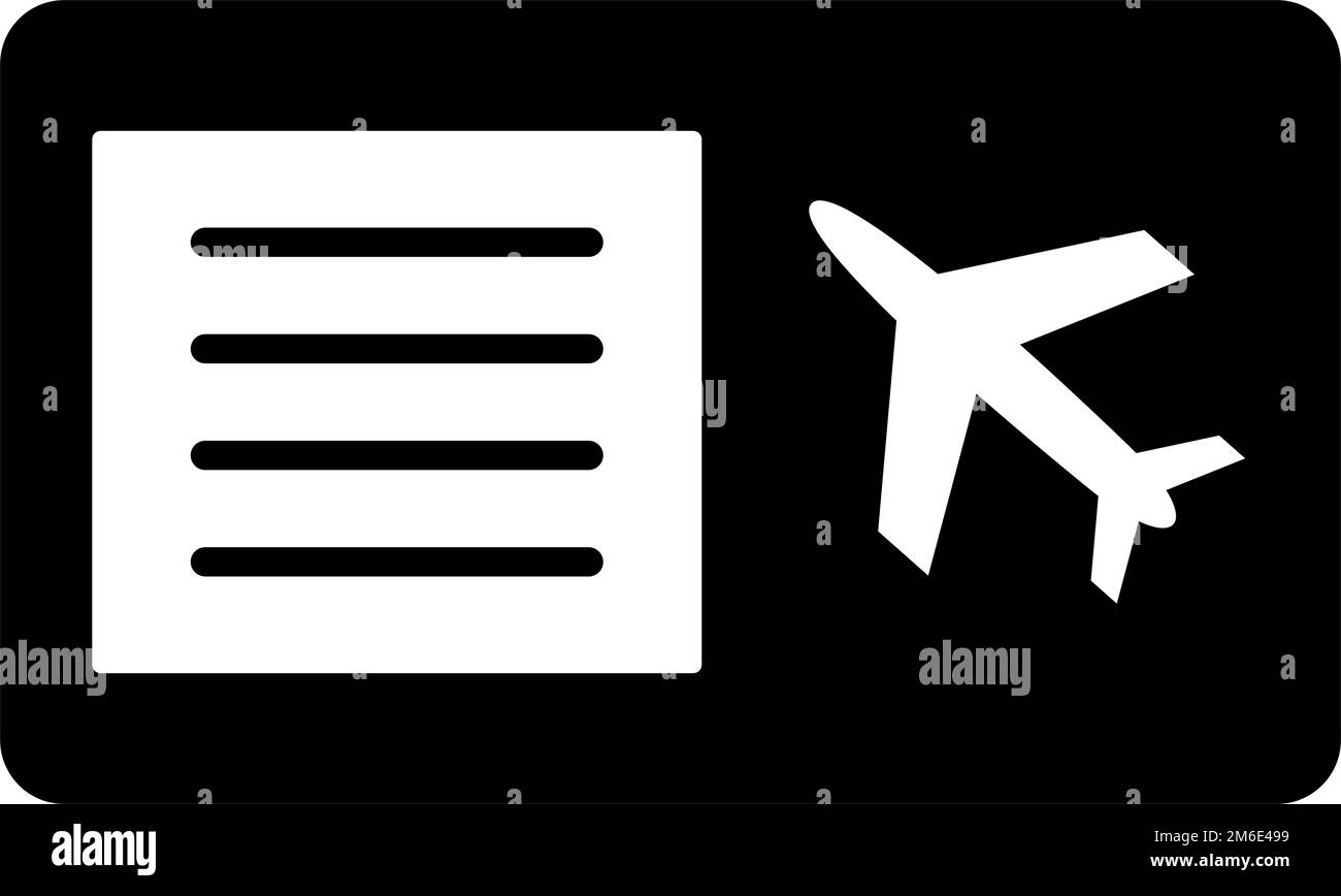 Icône de silhouette de carte d'embarquement d'avion. Vecteur modifiable. Illustration de Vecteur