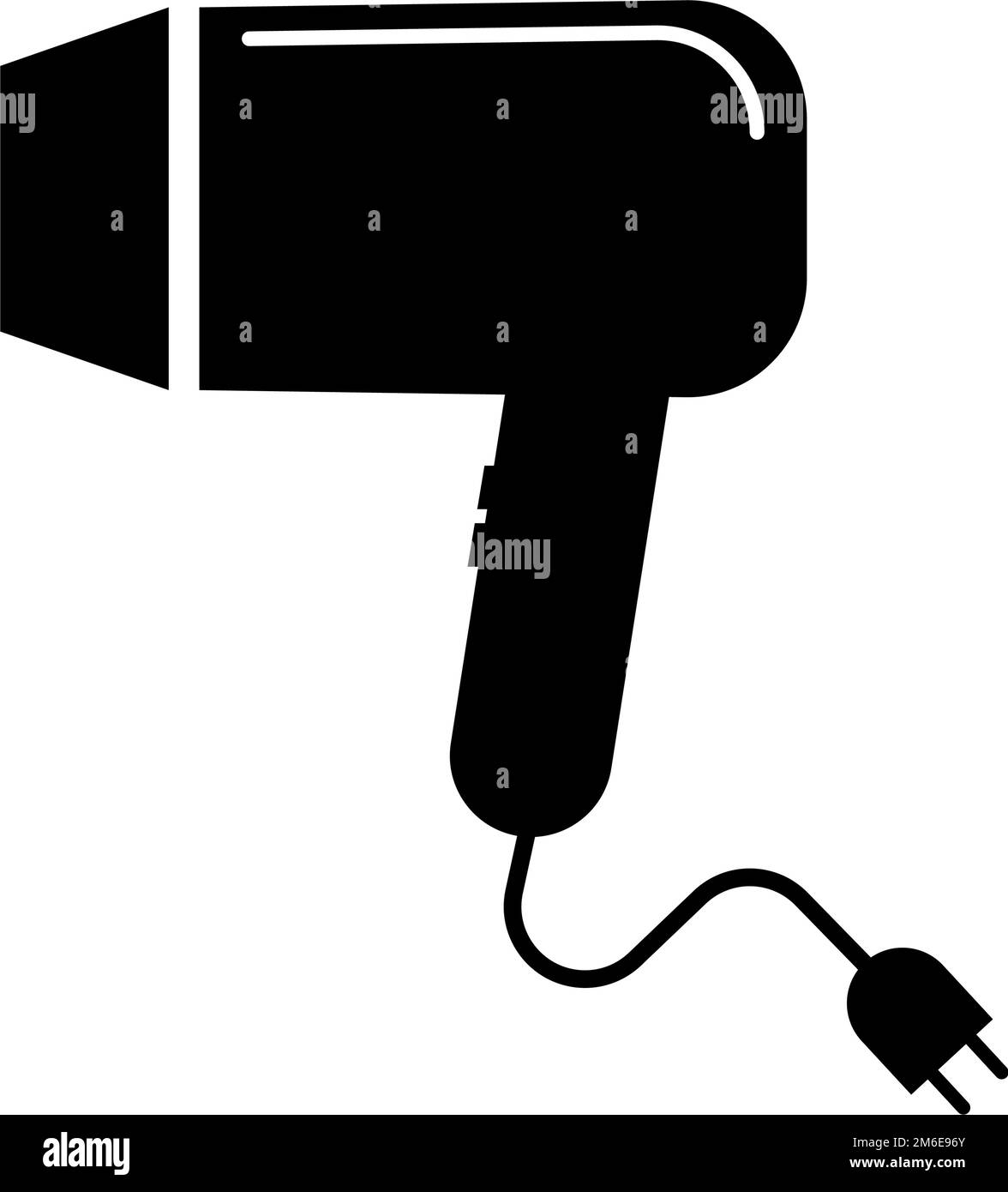 Symbole de la silhouette du sèche-cheveux et de la prise électrique. Icône du sécheur de soufflage. Vecteur modifiable. Illustration de Vecteur
