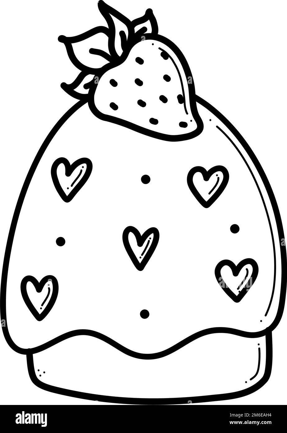 Illustration vectorielle de la fraise douce Doodle avec coeurs. Mignon romantique Saint Valentin gâteau dessiné à la main isolé sur blanc. Illustration de Vecteur Illustration vectorielle de la fraise douce Doodle avec coeurs. Mignon romantique Saint Valentin gâteau dessiné à la main isolé sur blanc. Illustration de Vecteur