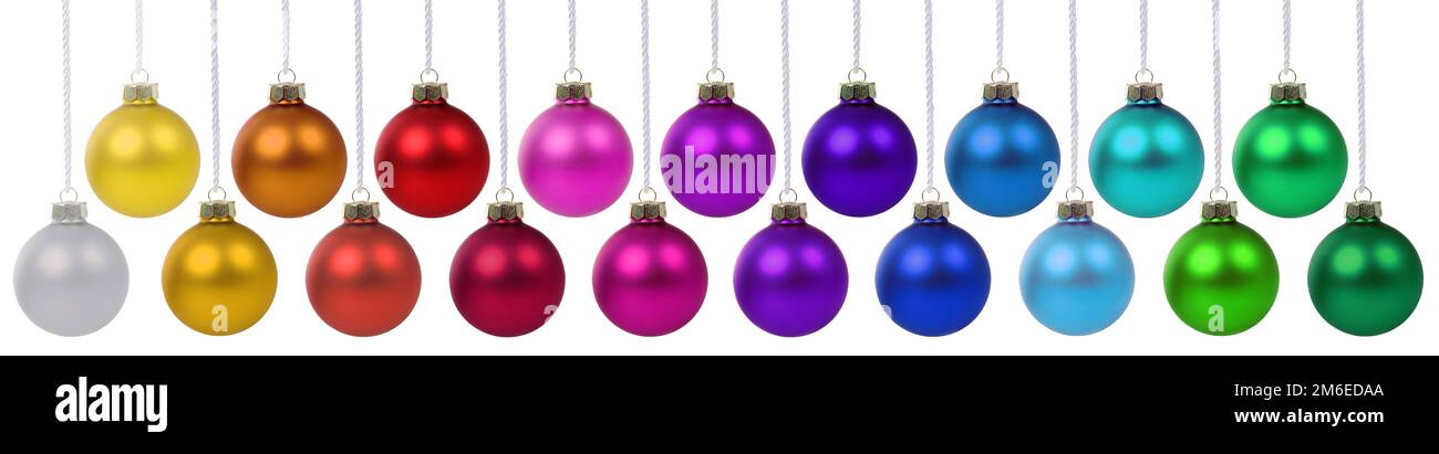 Weihnachten Weihnachtskugeln Banner Weihnogs Kugeln Farben Dekoration hÃ¤ngen Freisteller freigestellt isoliert Banque D'Images