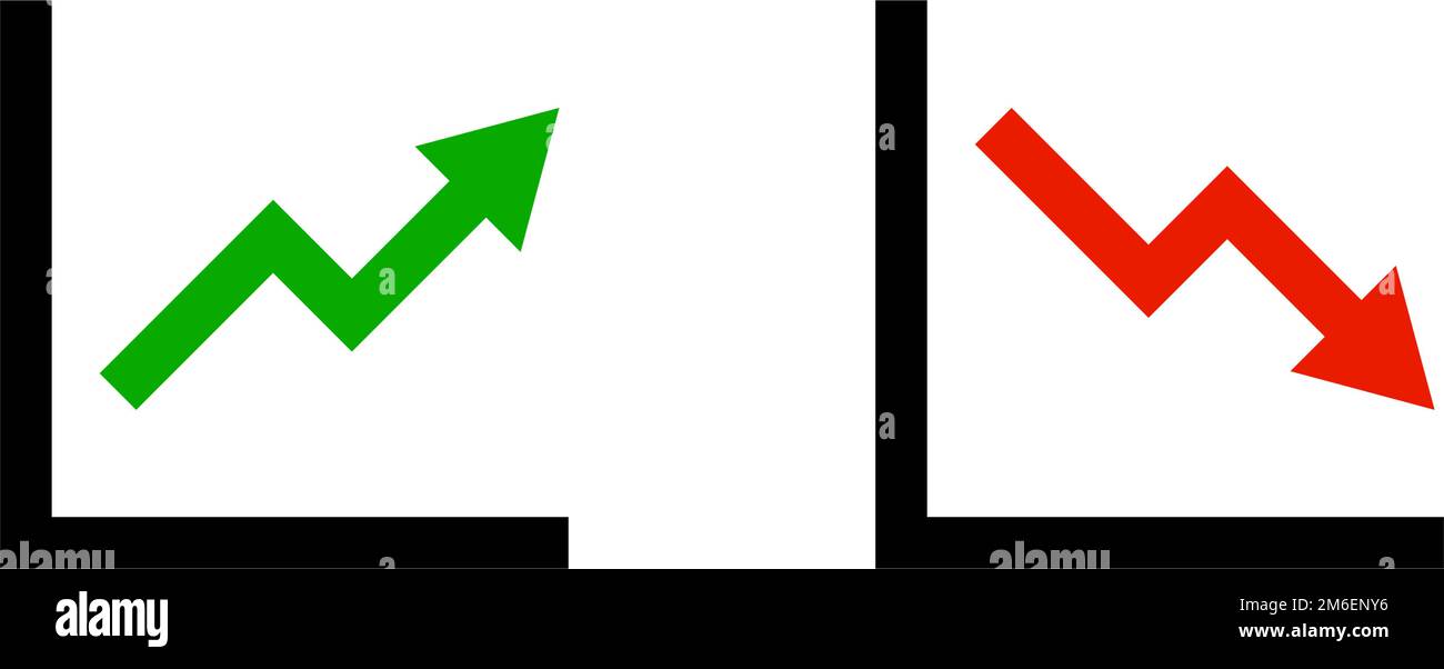 Graphiques de croissance et de déclin. Vecteurs modifiables. Illustration de Vecteur