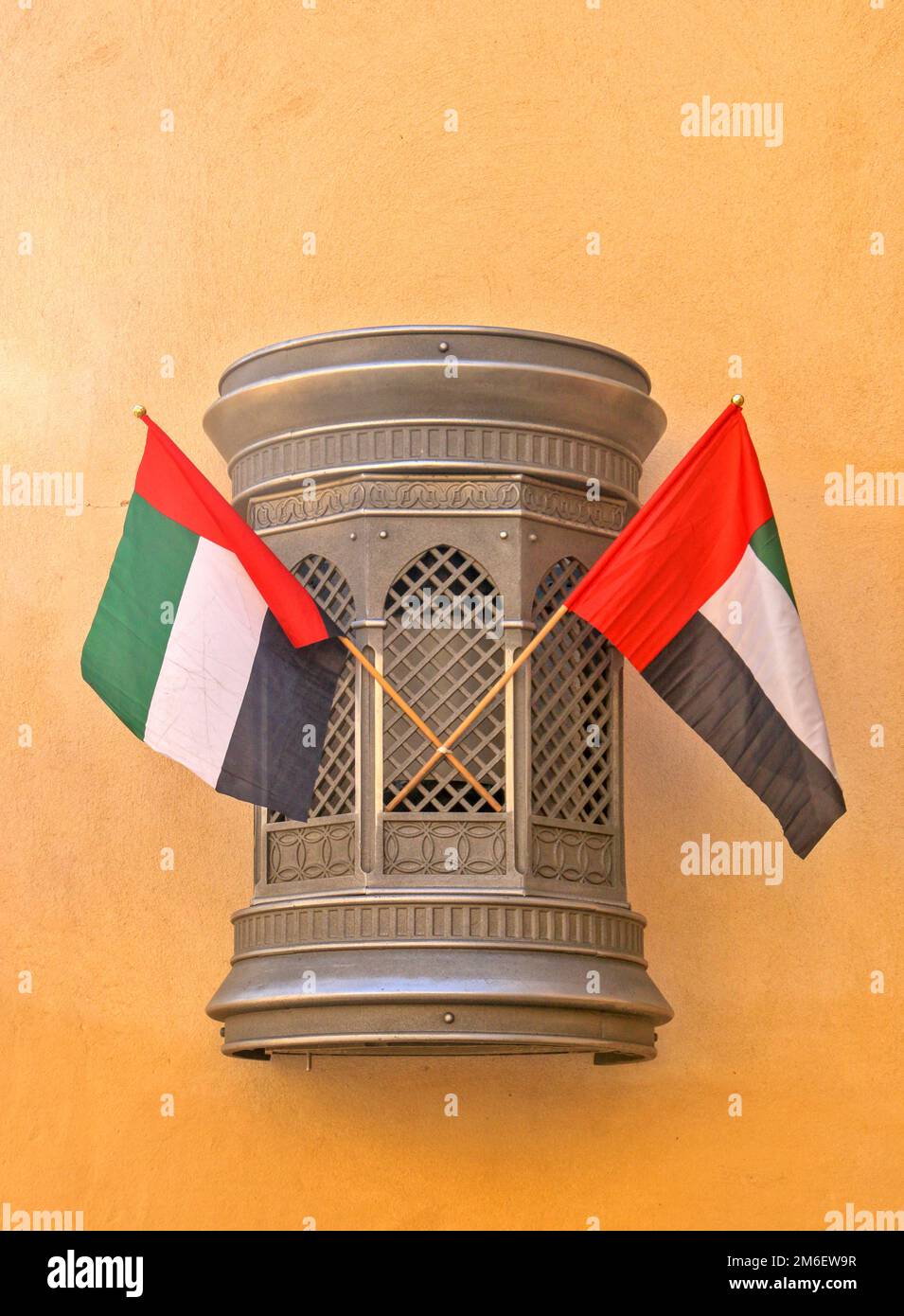 Drapeaux des Émirats arabes Unis à Dubaï Banque D'Images