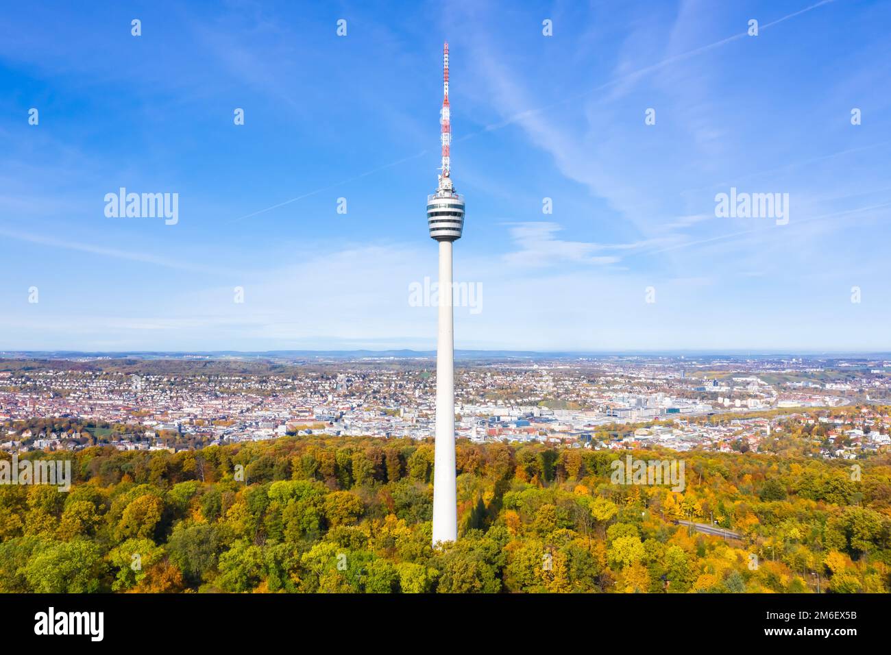 Stuttgart Fernsehturm Stuttgarter Turm Skyline Luftbild Stadt Architektur Banque D'Images