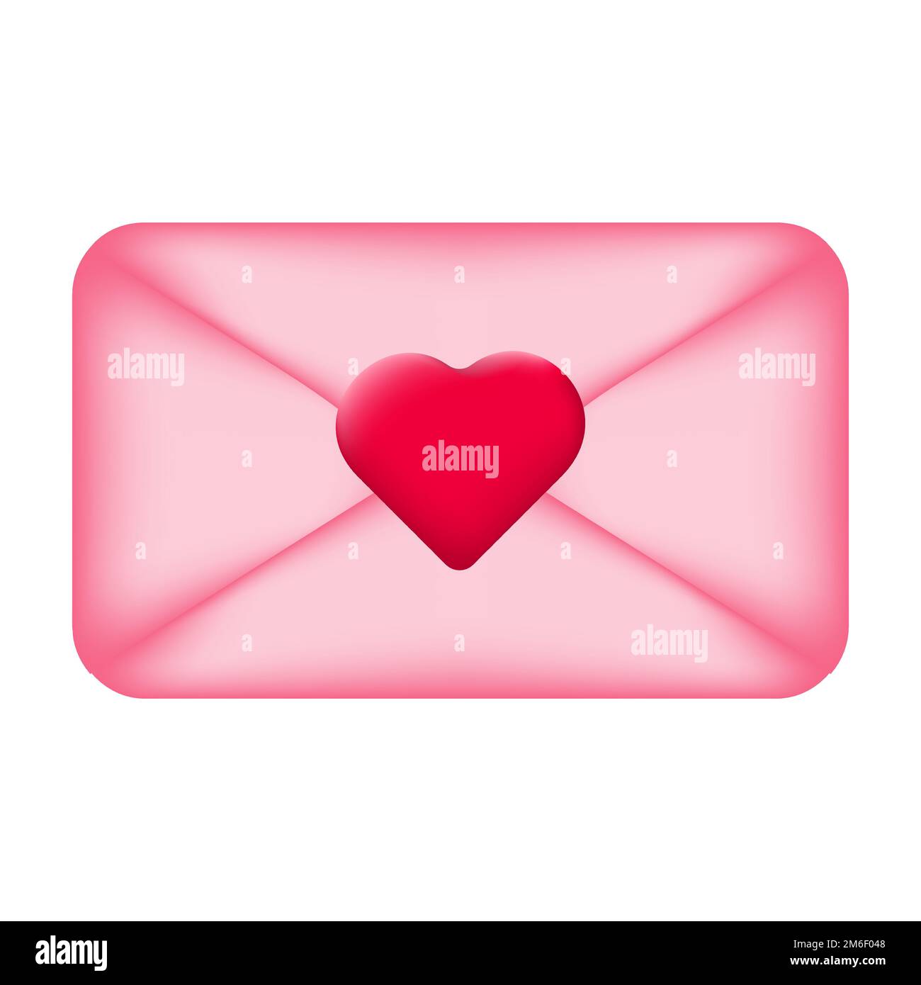 Lettre d'amour 3D scellée avec timbre en forme de coeur isolé sur fond blanc. Illustration vectorielle. Illustration de Vecteur