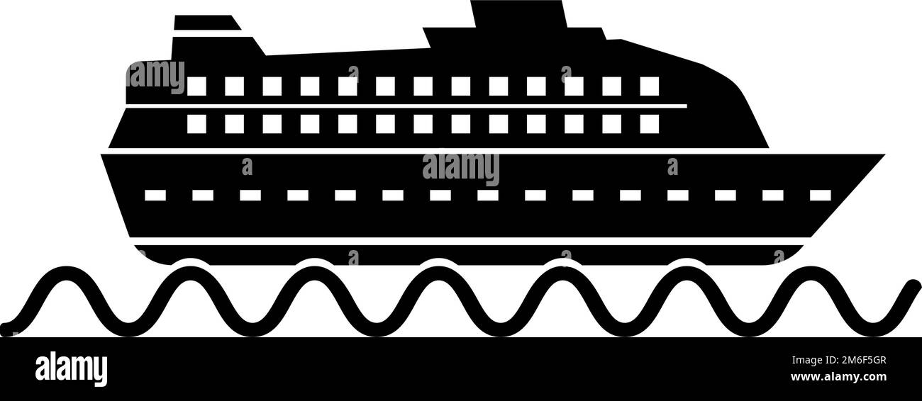 Icône de silhouette de bateau de croisière de luxe. Croisière. Vecteur modifiable. Illustration de Vecteur