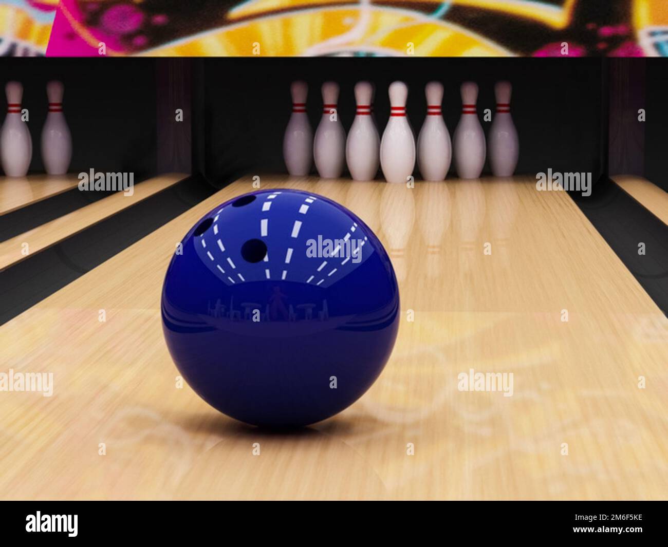 Bowling dans la piste de bowling. Banque D'Images