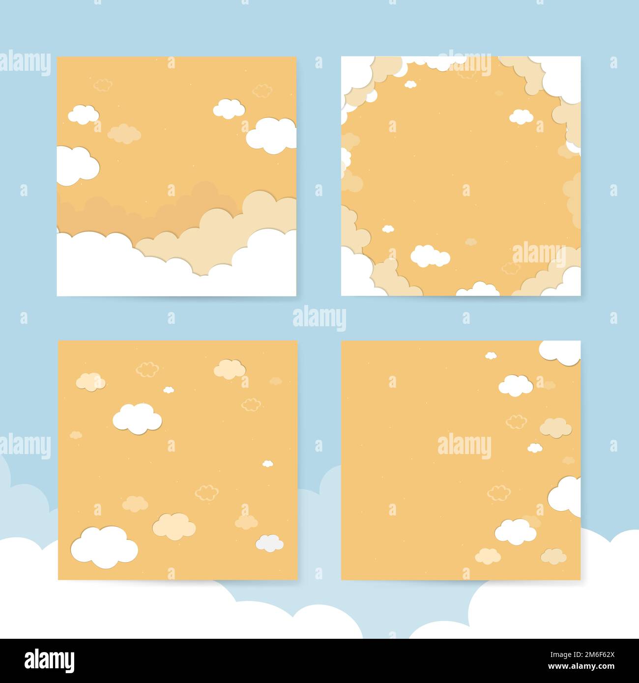 Ciel jaune avec nuages vecteur d'arrière-plan à motifs Illustration de Vecteur