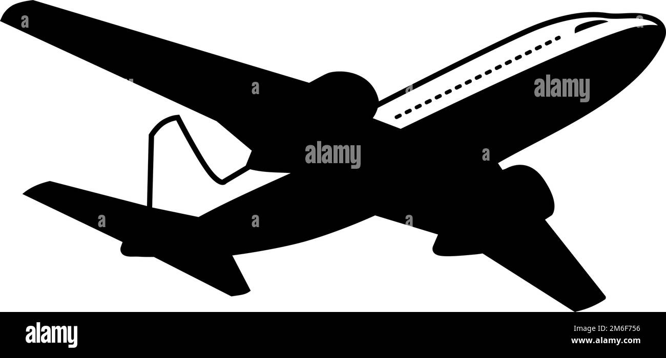 Icône de retrait de plan. Avion de ligne Vector Silhouette volant dans le ciel Illustration de Vecteur