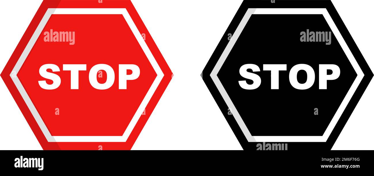 ENSEMBLE de panneaux D'ARRÊT. Signalisation routière. Panneau d'avertissement. Vecteur modifiable. Illustration de Vecteur