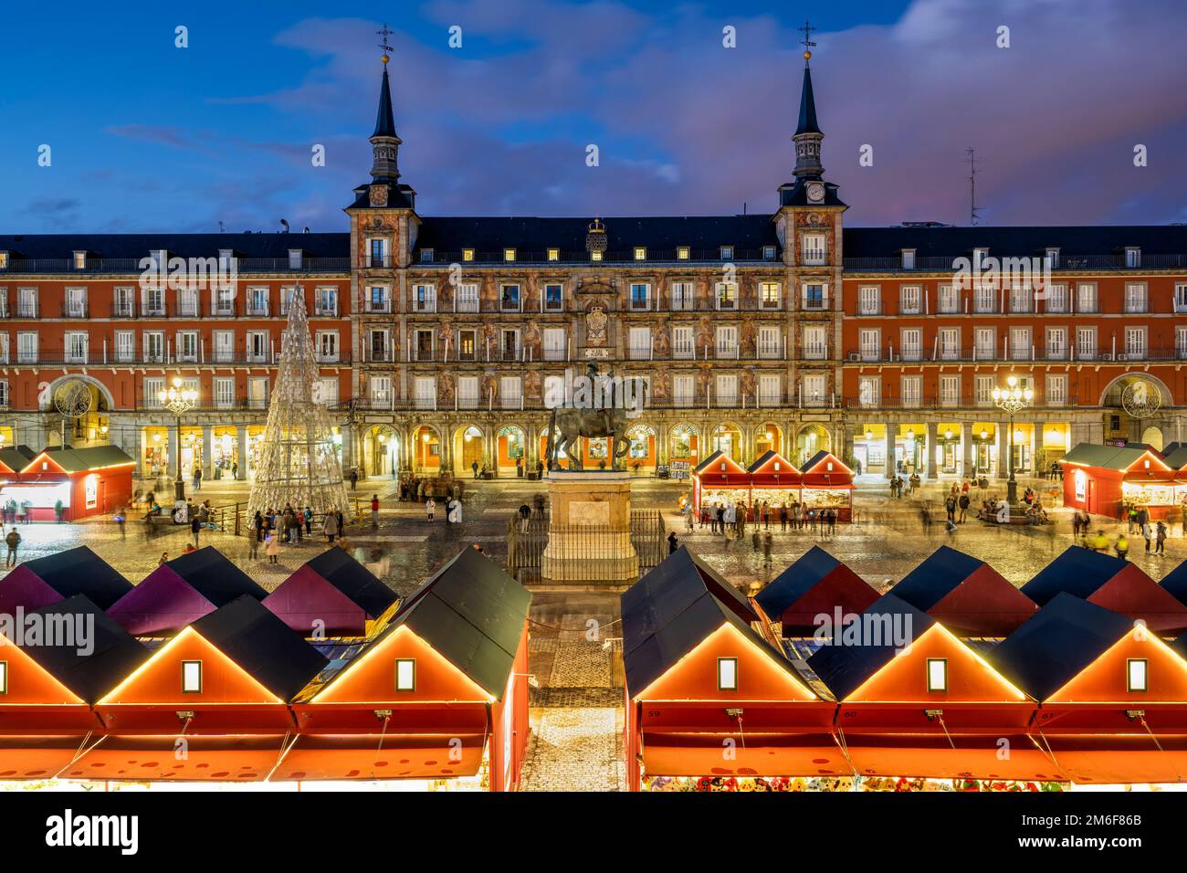 Marché de Noël à la Plaza Mayor, Madrid, Espagne Banque D'Images