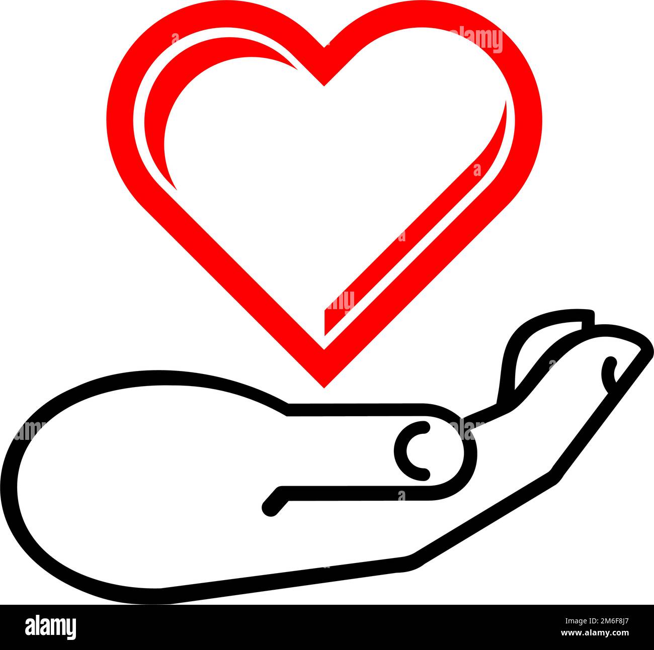 Cœur rouge dans la paume humaine. Elément vectoriel pour modèle sur le thème de l'amour, de la famille, de la santé, de la médecine Illustration de Vecteur