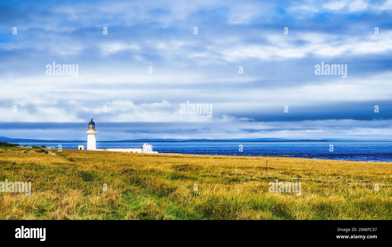 Le phare de stroma et le Firth de Pentland Banque D'Images