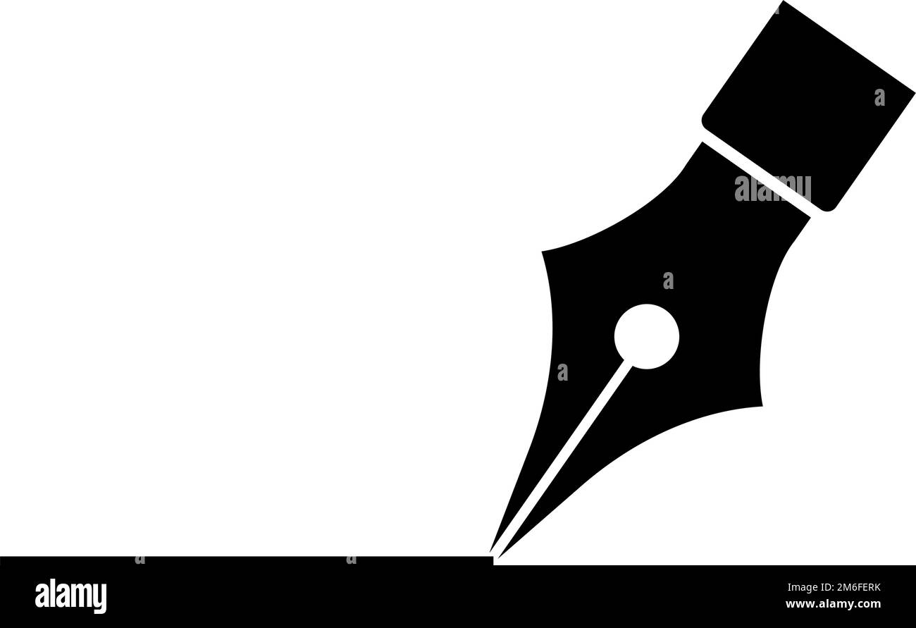 Stylo plume et icône de silhouette d'écriture manuscrite. Vecteur modifiable. Illustration de Vecteur
