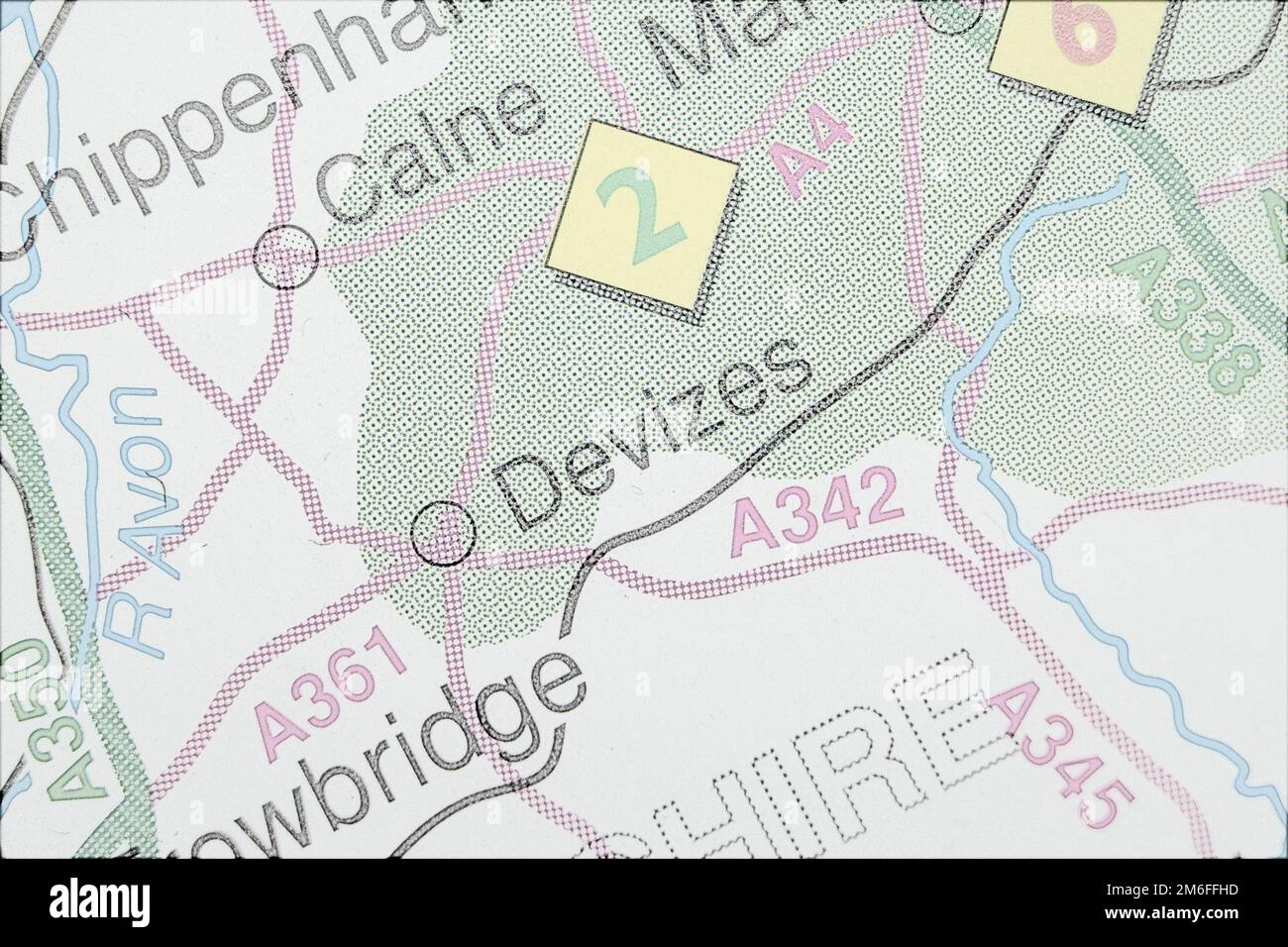 Devizes, Royaume-Uni atlas carte nom de ville - dessin de ligne Banque D'Images