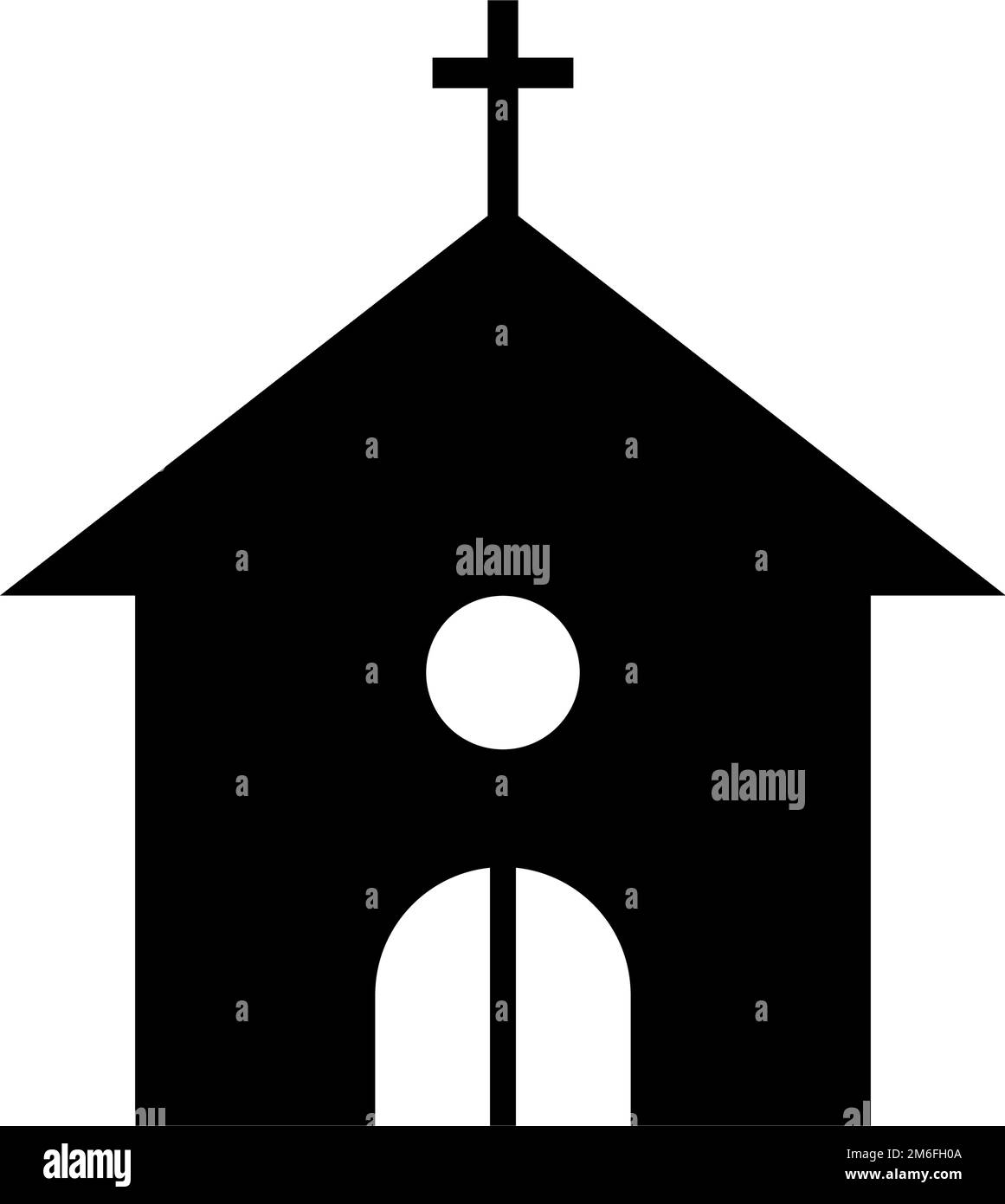 Icône de silhouette Christ Church avec croix. Vecteur modifiable. Illustration de Vecteur