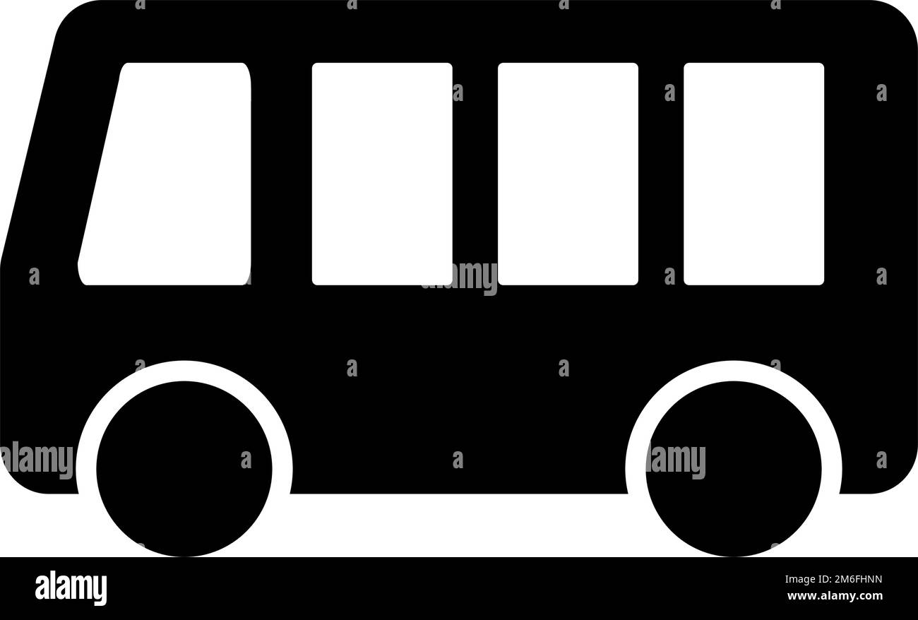 Icône de silhouette de bus de taille moyenne. Autobus scolaire. Vecteur modifiable. Illustration de Vecteur