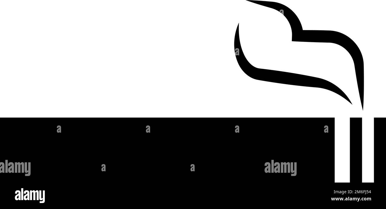 Icône représentant une silhouette de cigarette et de fumée. Fumeurs. Vecteur modifiable. Illustration de Vecteur
