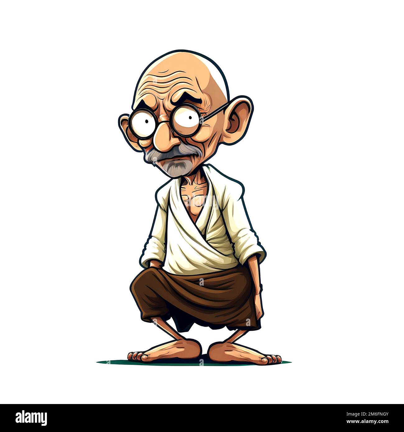 Mohandas Karamchand Gandhi en personnage de dessin animé - caricature Banque D'Images