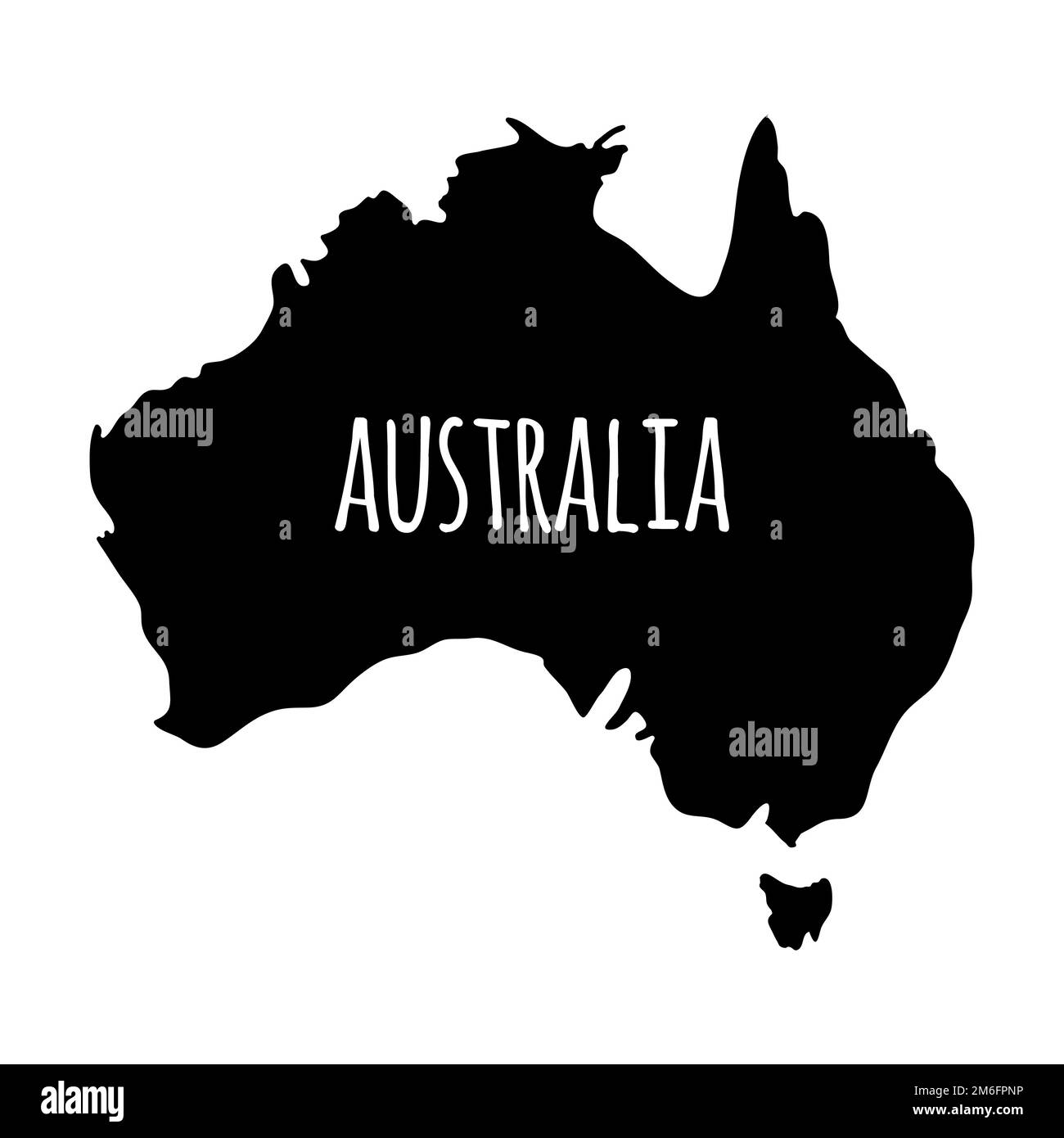 Silhouette de carte Vector Flat Australia isolée sur fond blanc Illustration de Vecteur
