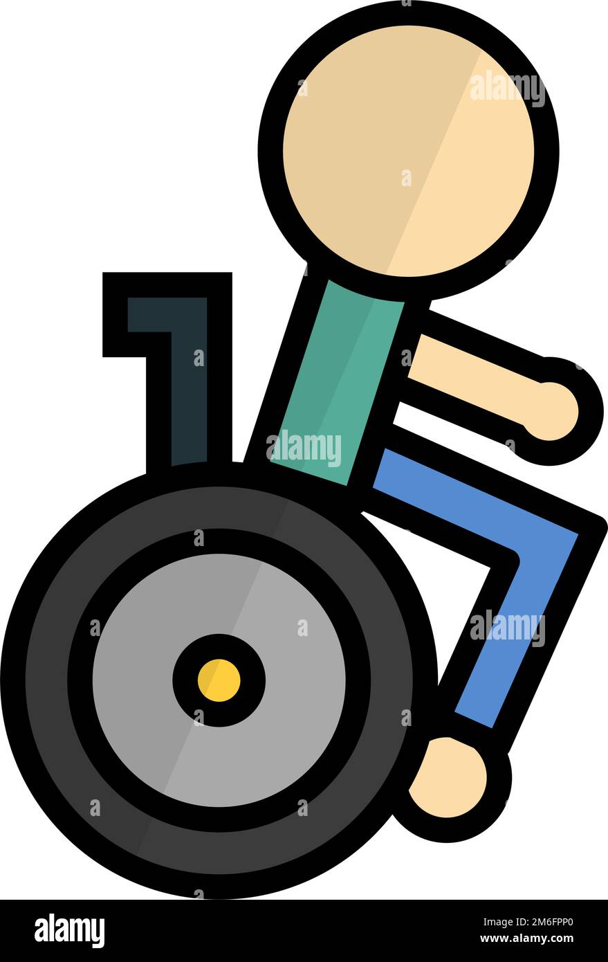 Fauteuil roulant à conception plate et icône personne. Icône handicap. Vecteur modifiable. Illustration de Vecteur