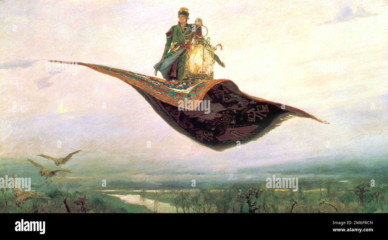 Viktor Vassetsov - The Flying Carpet, une représentation du héros du folklore russe, Ivan Tsarevitch - 1880 Banque D'Images