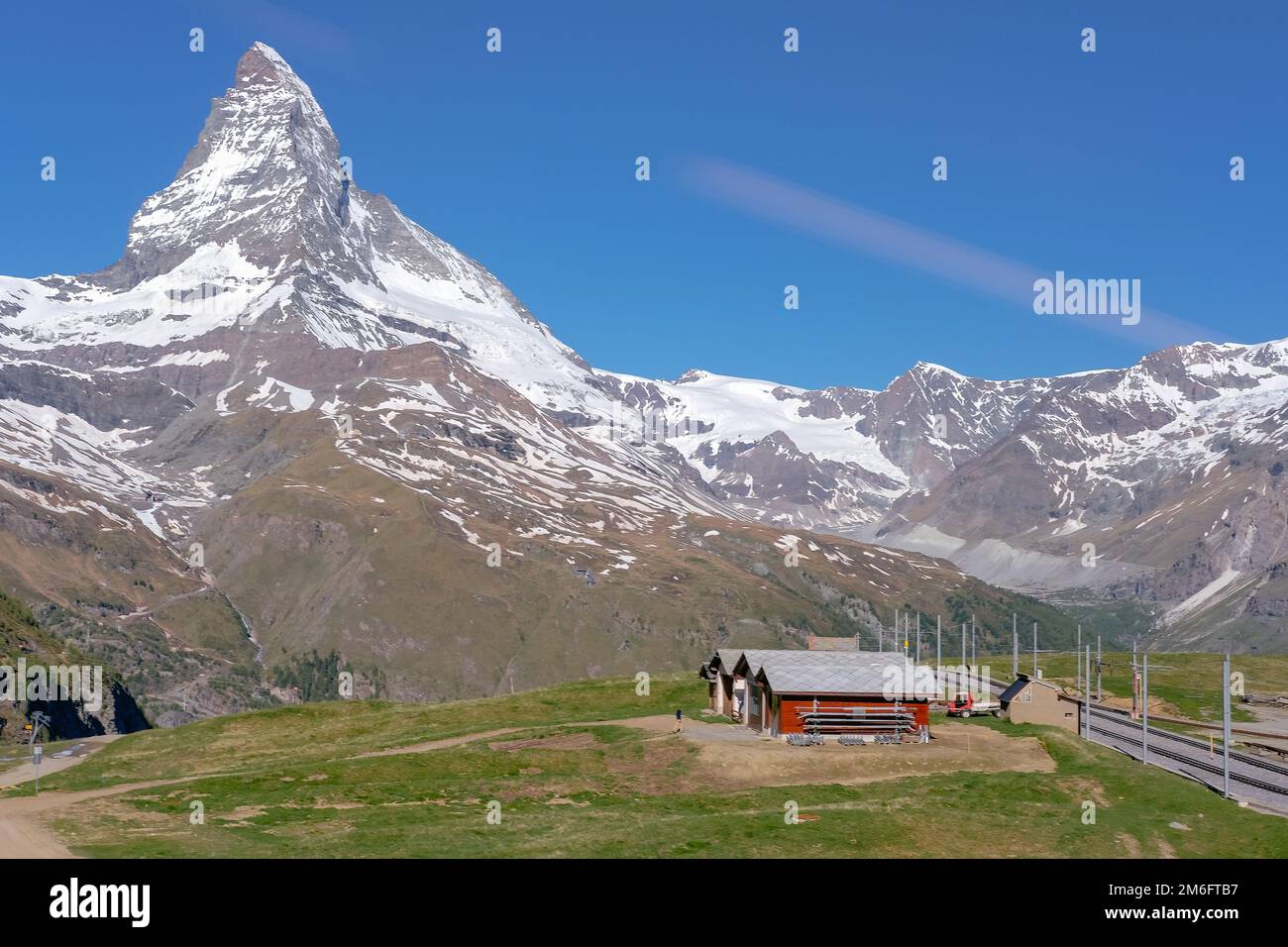 Le Mighty et beau Matterhorn, la célèbre et emblématique montagne suisse dans les Alpes, Zermatt, Valais, Suisse Banque D'Images