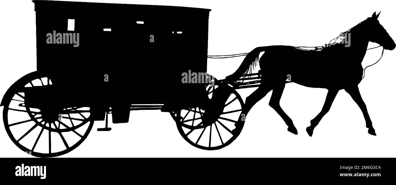 Silhouette de cheval et de buggy Amish en noir Illustration de Vecteur Silhouette de cheval et de buggy Amish en noir Illustration de Vecteur