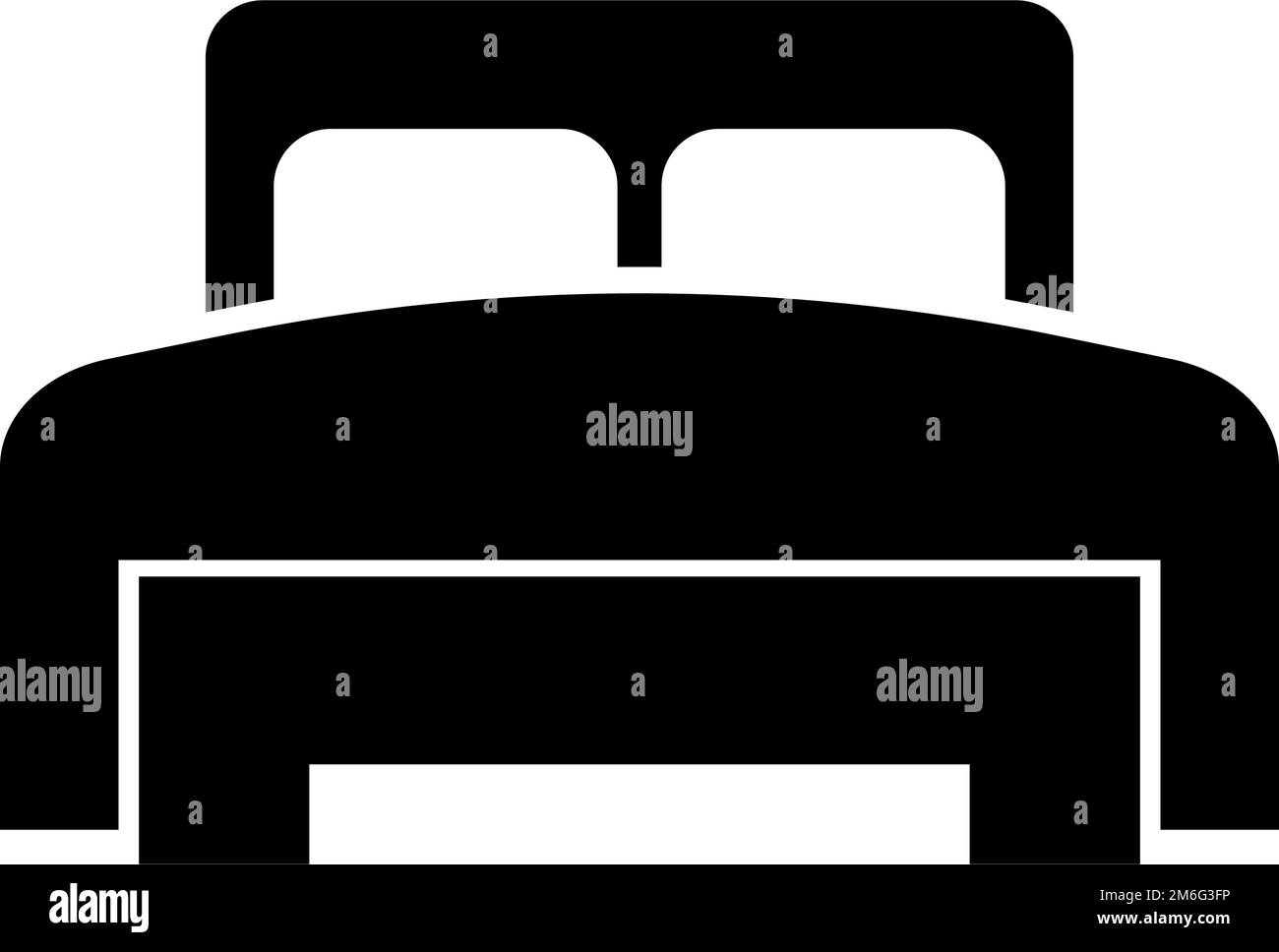 Icône de silhouette de lit double. Lit pour deux personnes. Vecteur modifiable. Illustration de Vecteur