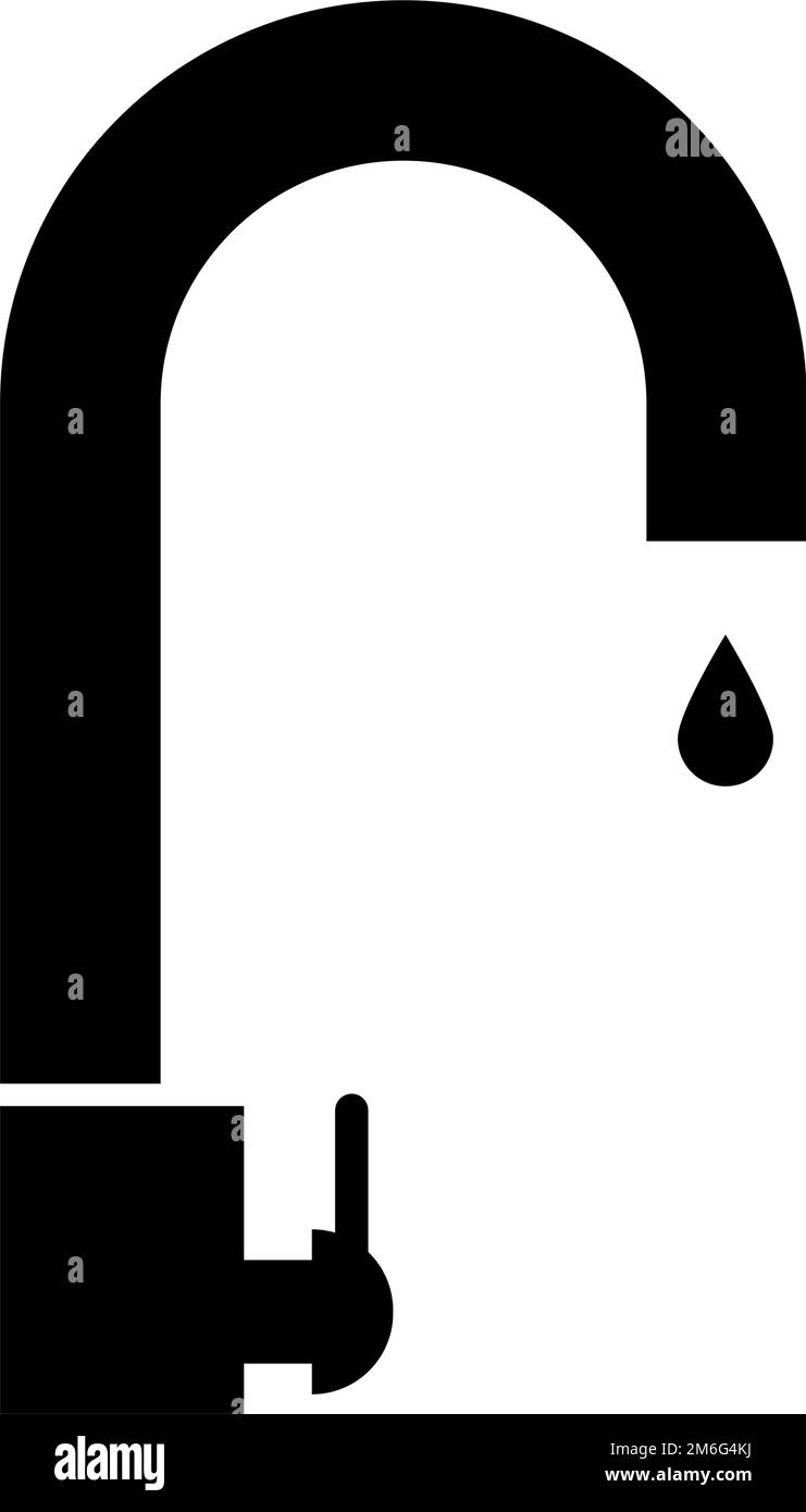 Icône silhouette du robinet d'eau. Équipement de plomberie. Frais d'approvisionnement en eau. Vecteur modifiable. Illustration de Vecteur