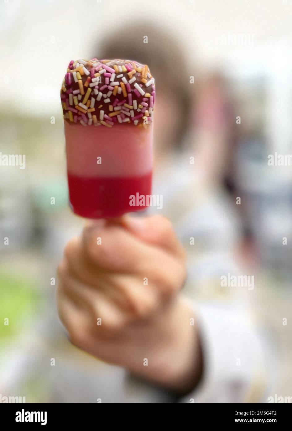 Délicieux dessert avec glace et fruits en été Banque D'Images