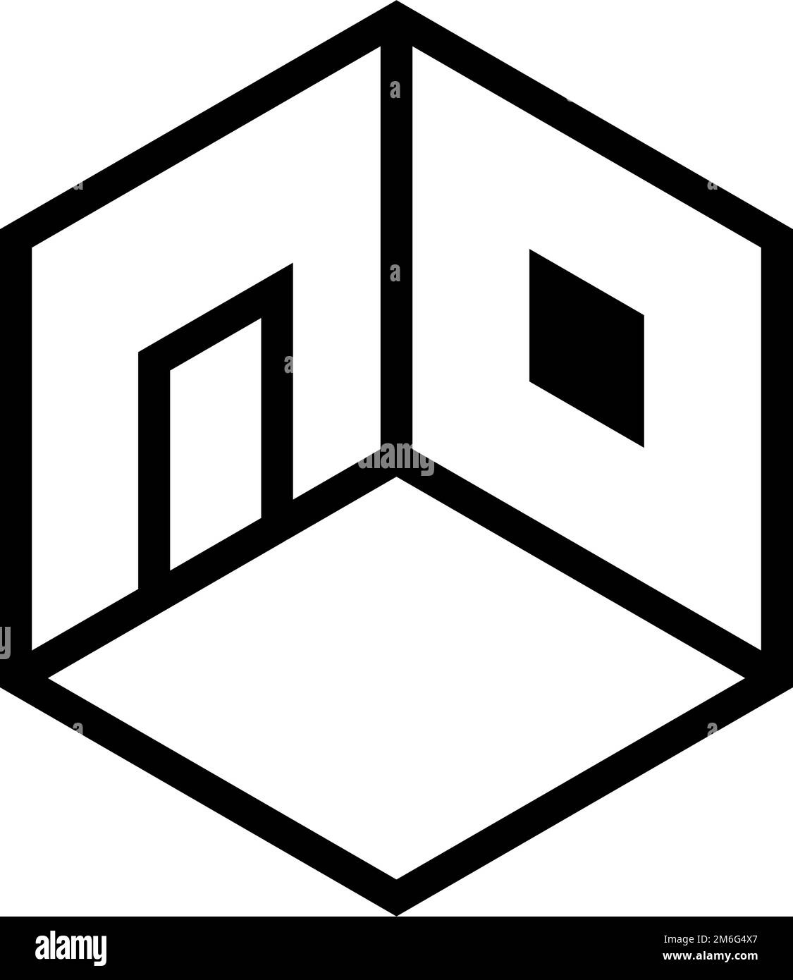 Icône de chambre simple. Chambre en trois dimensions. Vecteur modifiable. Illustration de Vecteur