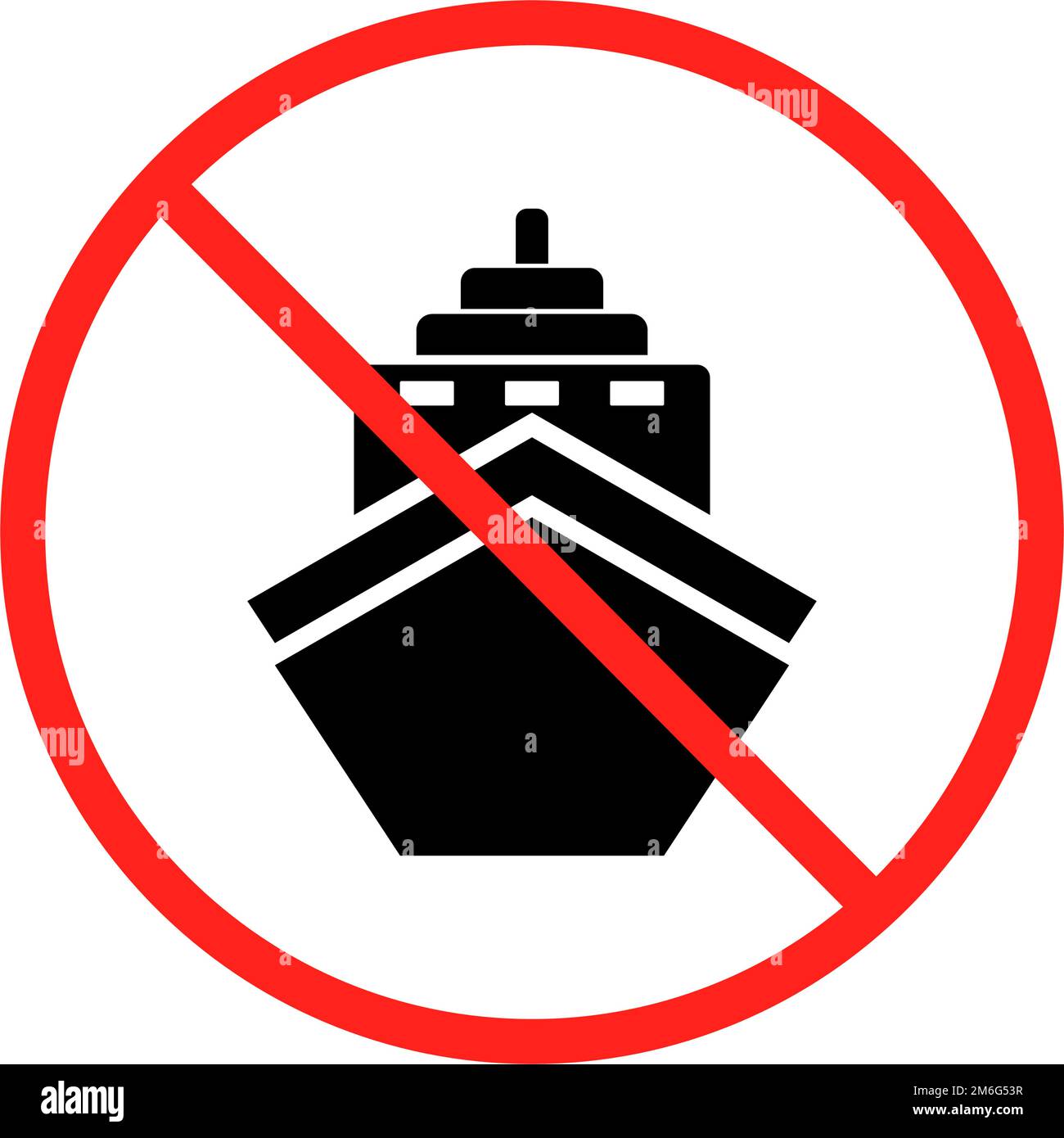 Icône aucun navire. Réglementation des navires. Interdiction de l'industrie du fret et de l'expédition. Vecteur modifiable. Illustration de Vecteur